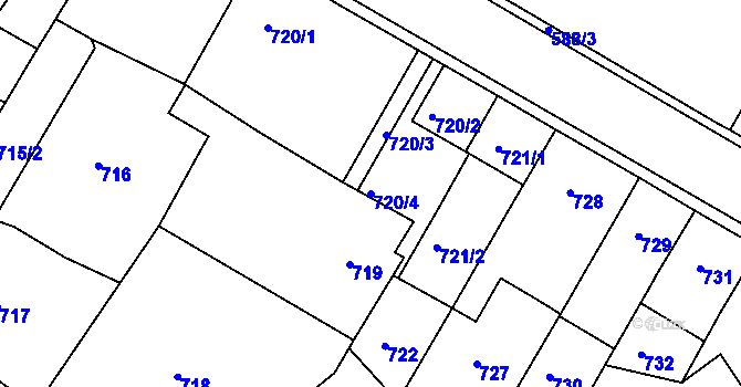 Parcela st. 720/4 v KÚ Semily, Katastrální mapa