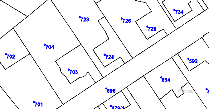 Parcela st. 724 v KÚ Semily, Katastrální mapa