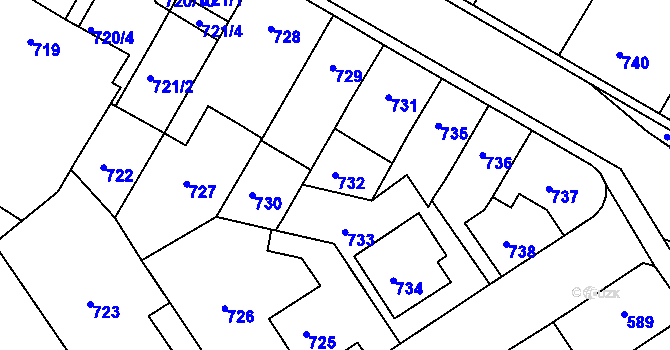 Parcela st. 732 v KÚ Semily, Katastrální mapa