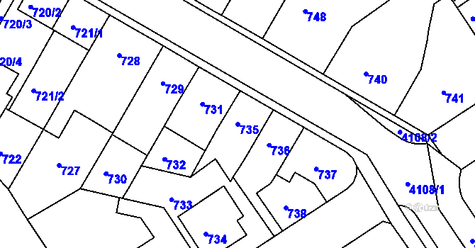 Parcela st. 735 v KÚ Semily, Katastrální mapa