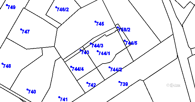Parcela st. 744/1 v KÚ Semily, Katastrální mapa