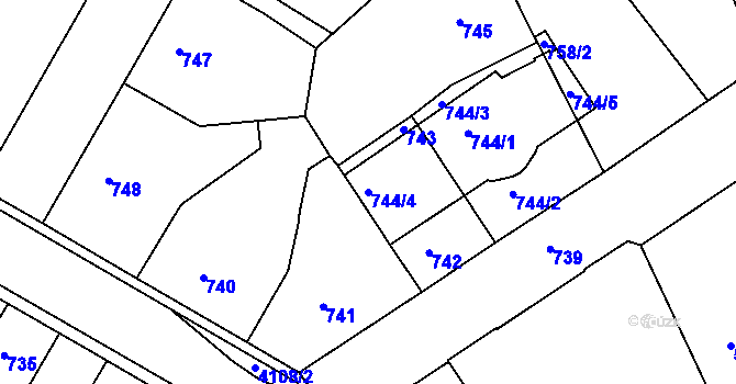 Parcela st. 744/4 v KÚ Semily, Katastrální mapa