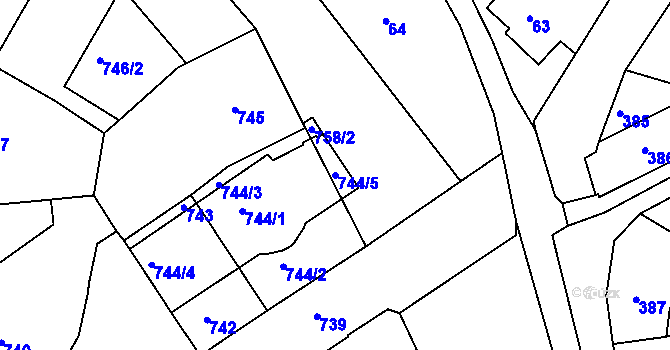 Parcela st. 744/5 v KÚ Semily, Katastrální mapa
