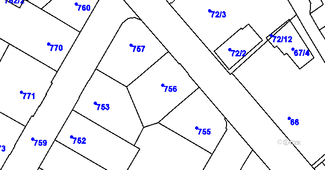 Parcela st. 756 v KÚ Semily, Katastrální mapa