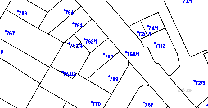 Parcela st. 761 v KÚ Semily, Katastrální mapa