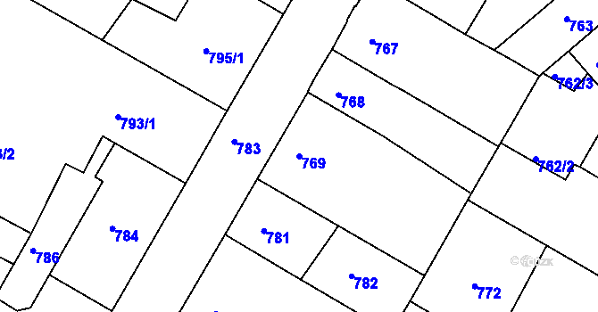 Parcela st. 769 v KÚ Semily, Katastrální mapa