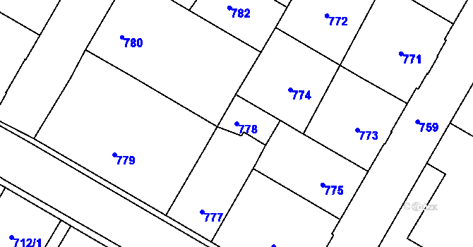 Parcela st. 778 v KÚ Semily, Katastrální mapa