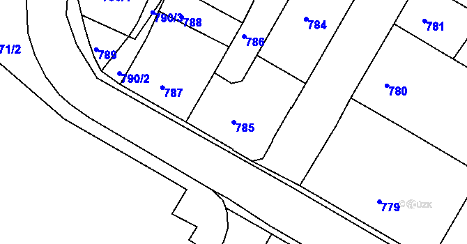 Parcela st. 785 v KÚ Semily, Katastrální mapa