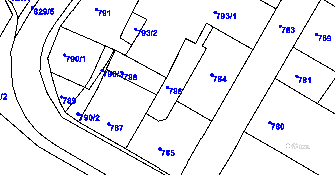 Parcela st. 786 v KÚ Semily, Katastrální mapa