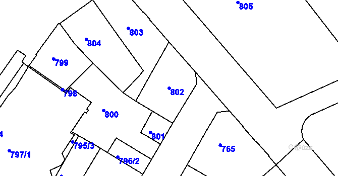 Parcela st. 802 v KÚ Semily, Katastrální mapa