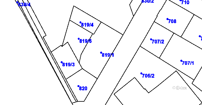 Parcela st. 819/1 v KÚ Semily, Katastrální mapa