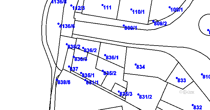 Parcela st. 836/1 v KÚ Semily, Katastrální mapa