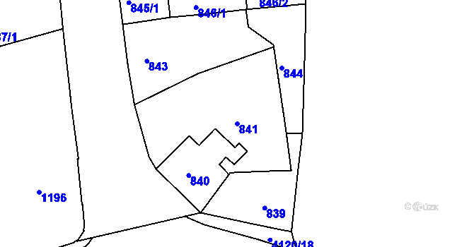 Parcela st. 841 v KÚ Semily, Katastrální mapa