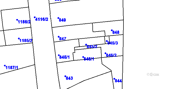 Parcela st. 845/2 v KÚ Semily, Katastrální mapa