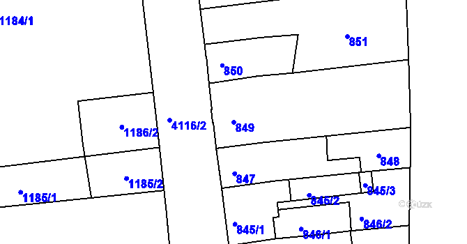 Parcela st. 849 v KÚ Semily, Katastrální mapa