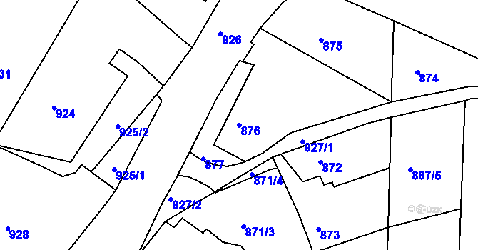 Parcela st. 876 v KÚ Semily, Katastrální mapa