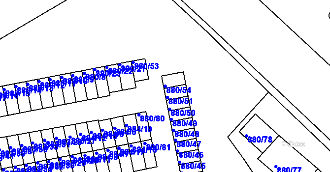 Parcela st. 880/54 v KÚ Semily, Katastrální mapa