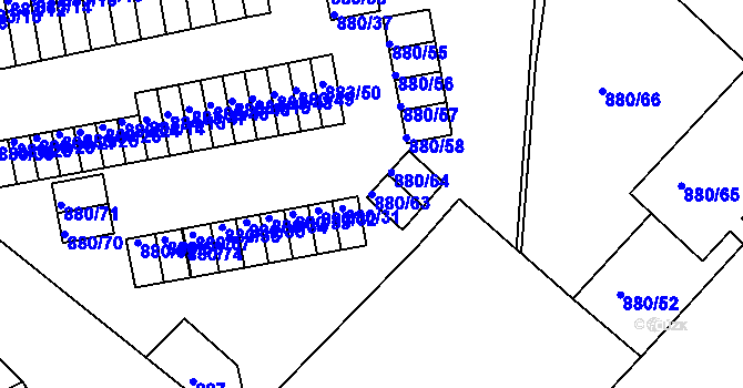 Parcela st. 880/63 v KÚ Semily, Katastrální mapa