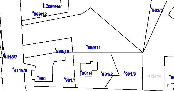 Parcela st. 889/11 v KÚ Semily, Katastrální mapa