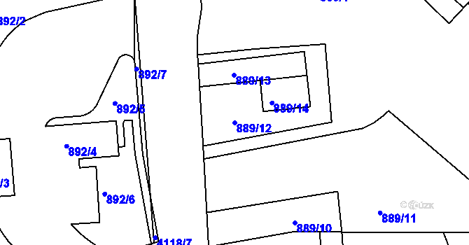 Parcela st. 889/12 v KÚ Semily, Katastrální mapa