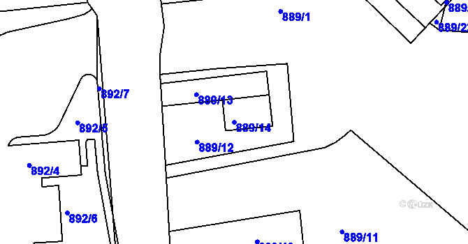 Parcela st. 889/14 v KÚ Semily, Katastrální mapa