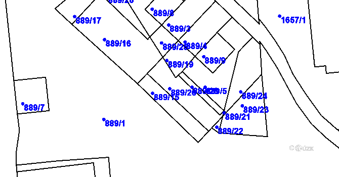 Parcela st. 889/20 v KÚ Semily, Katastrální mapa