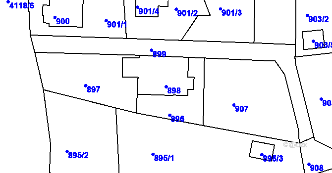Parcela st. 898 v KÚ Semily, Katastrální mapa