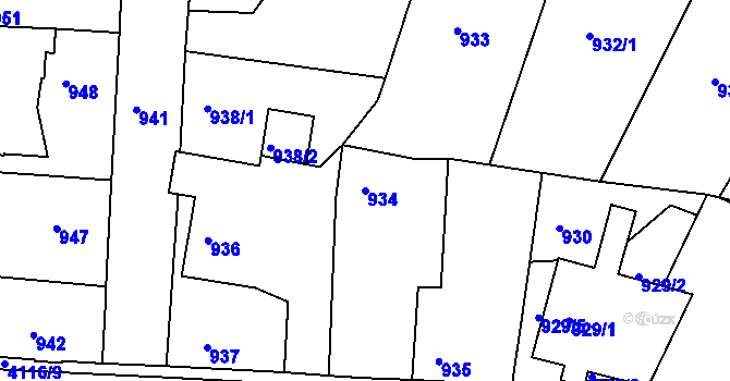 Parcela st. 934 v KÚ Semily, Katastrální mapa