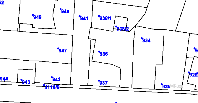 Parcela st. 936 v KÚ Semily, Katastrální mapa