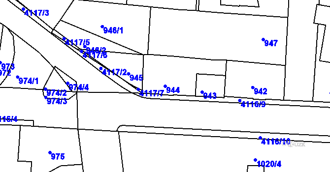 Parcela st. 944 v KÚ Semily, Katastrální mapa