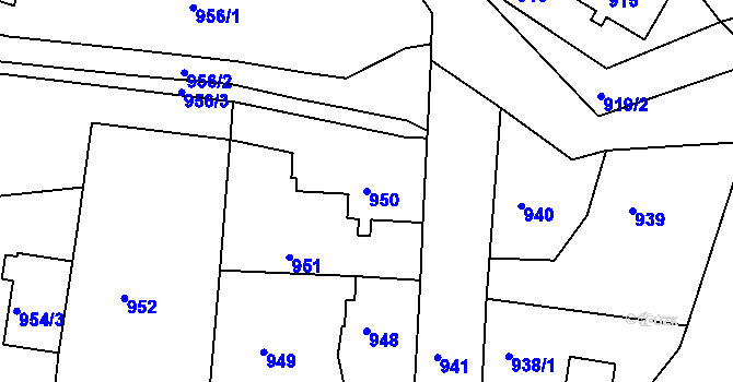 Parcela st. 950 v KÚ Semily, Katastrální mapa