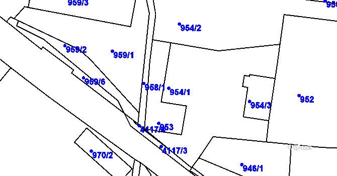 Parcela st. 954/1 v KÚ Semily, Katastrální mapa