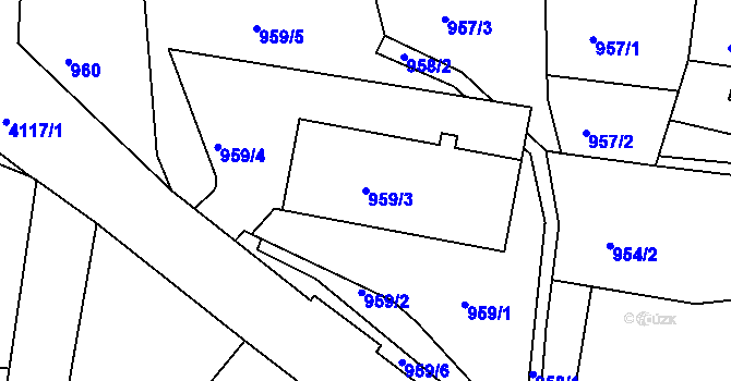 Parcela st. 959/3 v KÚ Semily, Katastrální mapa