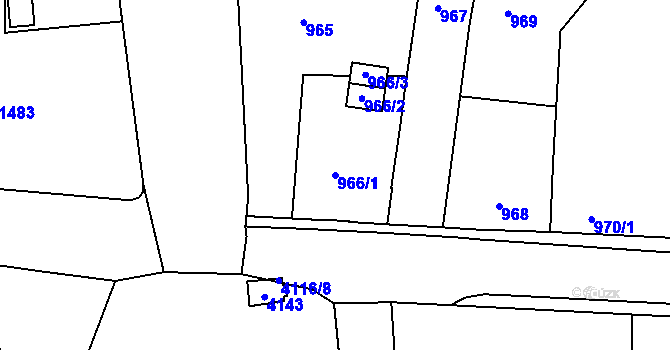 Parcela st. 966/1 v KÚ Semily, Katastrální mapa