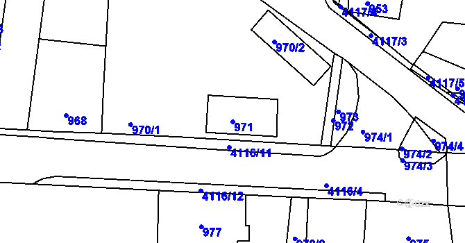 Parcela st. 971 v KÚ Semily, Katastrální mapa