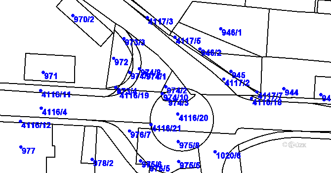 Parcela st. 974/2 v KÚ Semily, Katastrální mapa