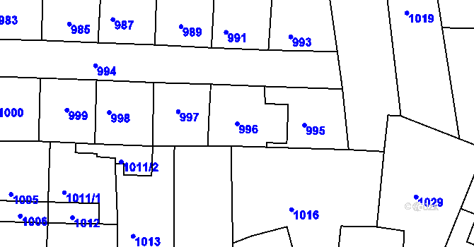 Parcela st. 996 v KÚ Semily, Katastrální mapa