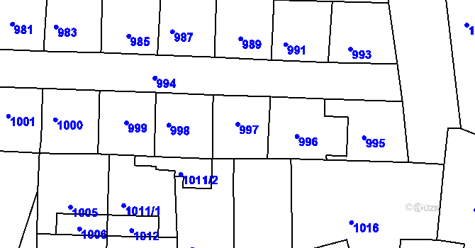 Parcela st. 997 v KÚ Semily, Katastrální mapa