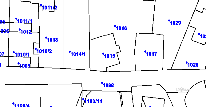 Parcela st. 1015 v KÚ Semily, Katastrální mapa
