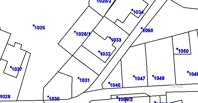 Parcela st. 1032 v KÚ Semily, Katastrální mapa