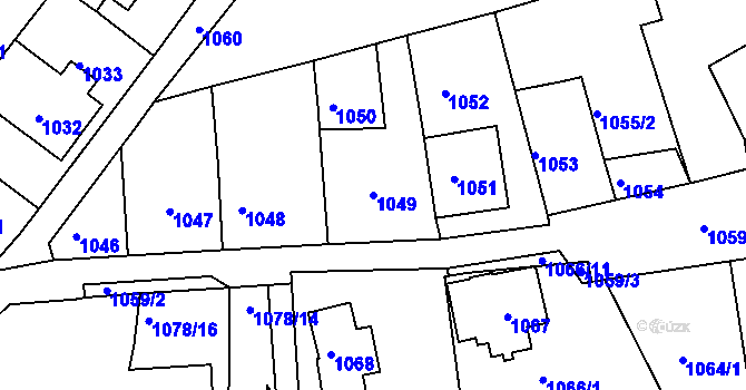Parcela st. 1049 v KÚ Semily, Katastrální mapa