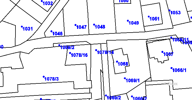 Parcela st. 1078/14 v KÚ Semily, Katastrální mapa