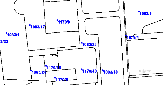 Parcela st. 1083/23 v KÚ Semily, Katastrální mapa