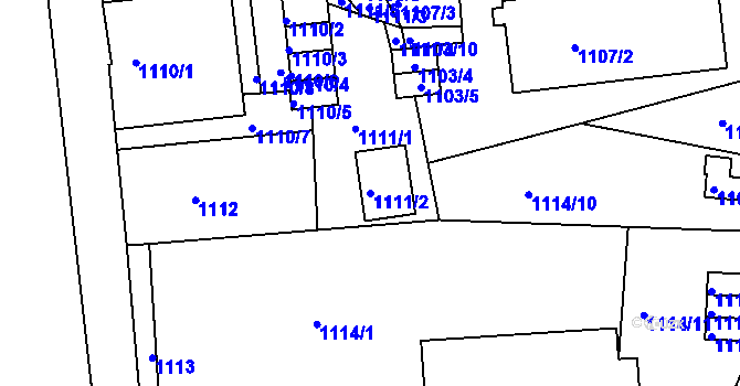 Parcela st. 1111/2 v KÚ Semily, Katastrální mapa