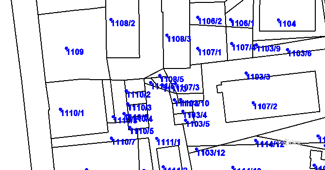 Parcela st. 1111/3 v KÚ Semily, Katastrální mapa