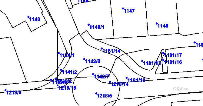 Parcela st. 1181/3 v KÚ Semily, Katastrální mapa