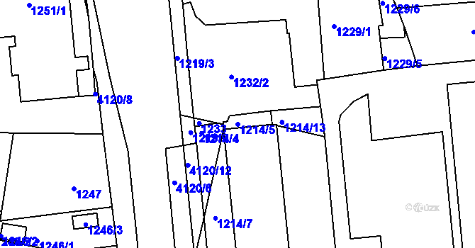 Parcela st. 1214/5 v KÚ Semily, Katastrální mapa