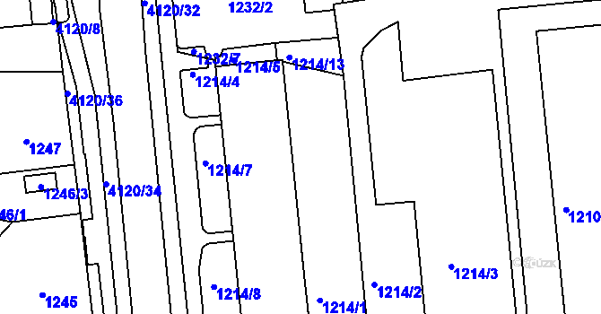 Parcela st. 1214/12 v KÚ Semily, Katastrální mapa