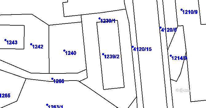 Parcela st. 1239/2 v KÚ Semily, Katastrální mapa