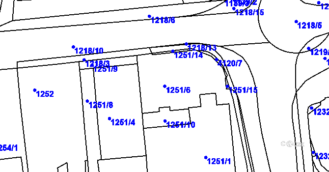 Parcela st. 1251/6 v KÚ Semily, Katastrální mapa